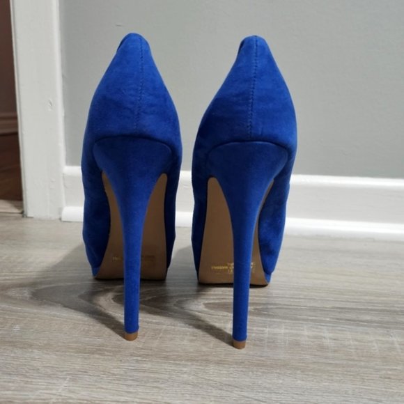 Qupid Royal Blue Peep Toe Pump 8.5 - Picture 6 of 8